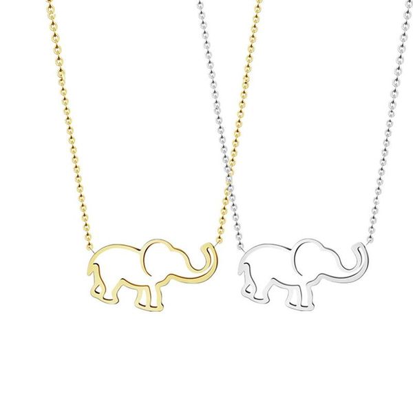 

pendant necklaces woodland animal good luck origami elephant necklace for women stainless steel gold clavicle chains statement mother's, Silver