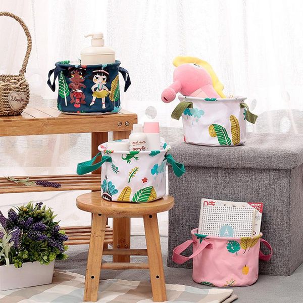 

storage boxes & bins foldable basket multi-function portable cotton cartoon deskneat debris toys home products