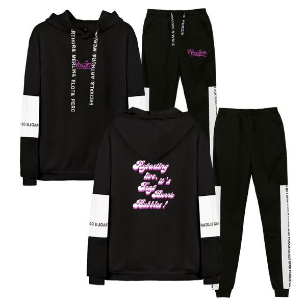 

men's tracksuits ppcocaine hoodies sweatshirt sets winter 2021 pullovers+loose pant casual polyester sport stylish cotton drawstring pr, Gray