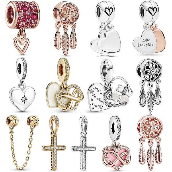 

other shine sparkling infinity heart cross mother & son love pendant beads 925 sterling silver charms fit fashion bracelet diy jewelry