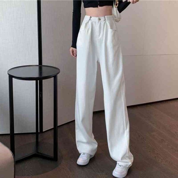 

women's jeans brem women adjustable waistband simple all-match harajuku high-street leisure pants long-legged chic pocket female studen, Blue