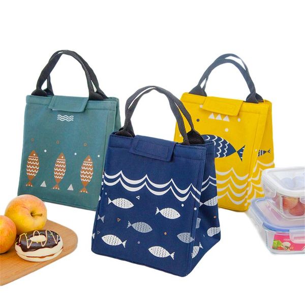 

storage bags large capacity lunch bag cartoon fish print multipurpose