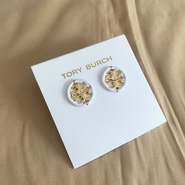 

aaa designer jewelry new double-t earrings, round enamel, earrings, Golden