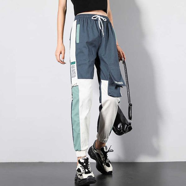 Streetwear mulheres macacões Khaki cinza harem calças 5xl solto casual cintura alta elástica sweatpants femme grande tamanho barrificado calças Q0801