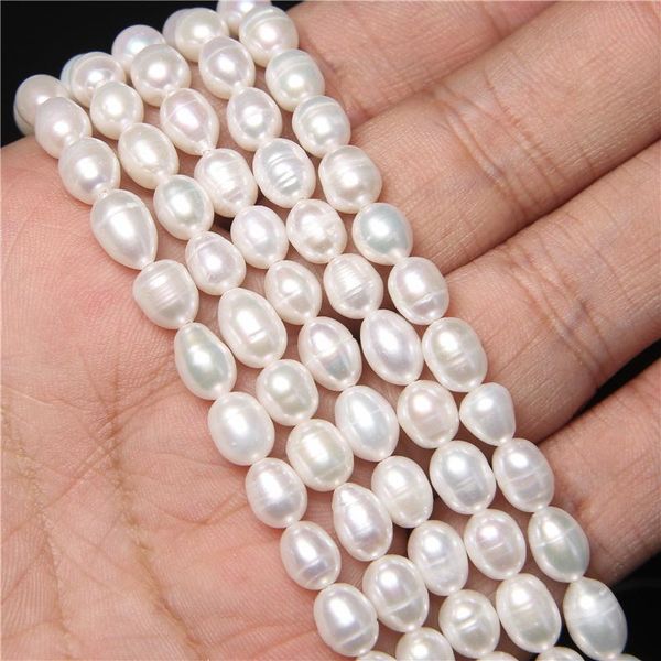 

other fine white freshwater oval pearl beads 6-7mm natural rice shape punch for jewelry making diy handwork wholesale 14"