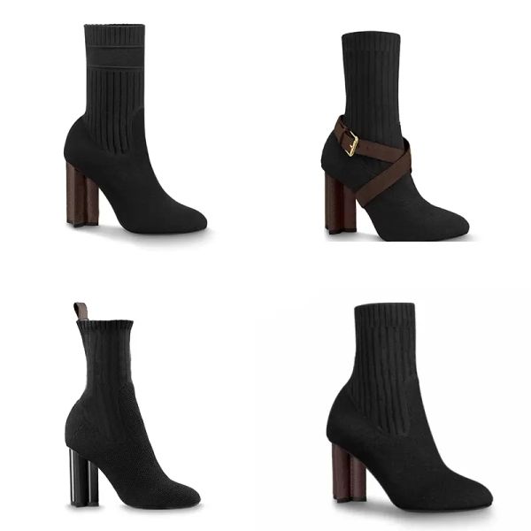 

designer boots laureate silhouette ankle socks shoes women boot black martin booties stretch high heel8874006