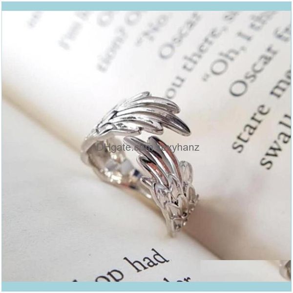 

cluster rings jewelrysterling guardian angel wing ring hug support protection wrap up feather band studs drop delivery 2021 vu0rt, Golden;silver