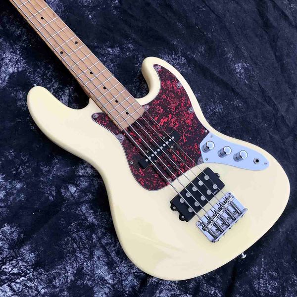 

custom 5 strings hf electric bass guitar in natural wood color