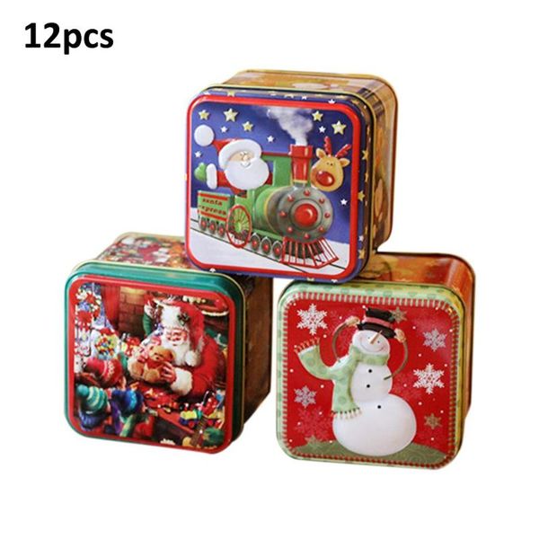 

christmas gift box bonbondoos 12 stks/set, sieraden hoofdtelefoon organizer tin case voor snoep bakken biscuit cookies wrap