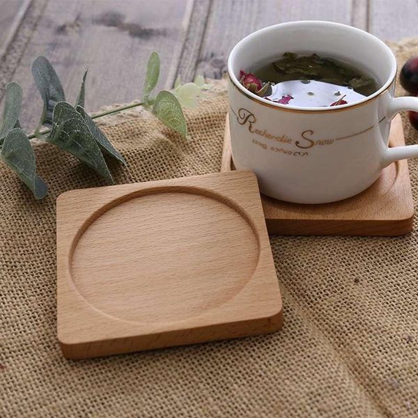 

mats & pads coffee cup mug mat square round shape wooden coasters heat insulation pad kitchen table decoration accessories cushion