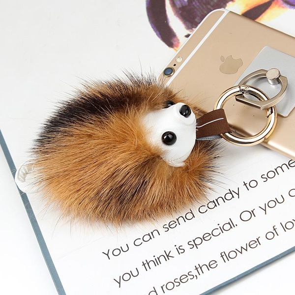 

keychains mink small hedgehog pet pendant car keychain lovely lady purse key chain mobile phone ornaments wholesale keyring, Silver