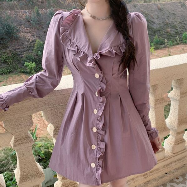 

spring fashions slim buttons vintage sleeve female dress muje, Black;gray