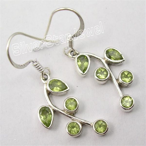 

dangle & chandelier silver multistones amethysts citrines plant leaf earrings 3.7cm