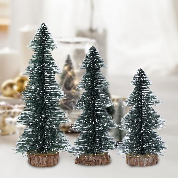 

christmas decorations 15/20/25cm mini tree cedar pine on sisal silk green for home table navidad xmas ornament year decor kids gift