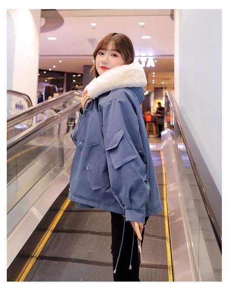 

women's jackets woman jacket fur collar coats 2021 autumn winter warm clothes pockets fashion single breasted solid zipper vintage, Black;brown