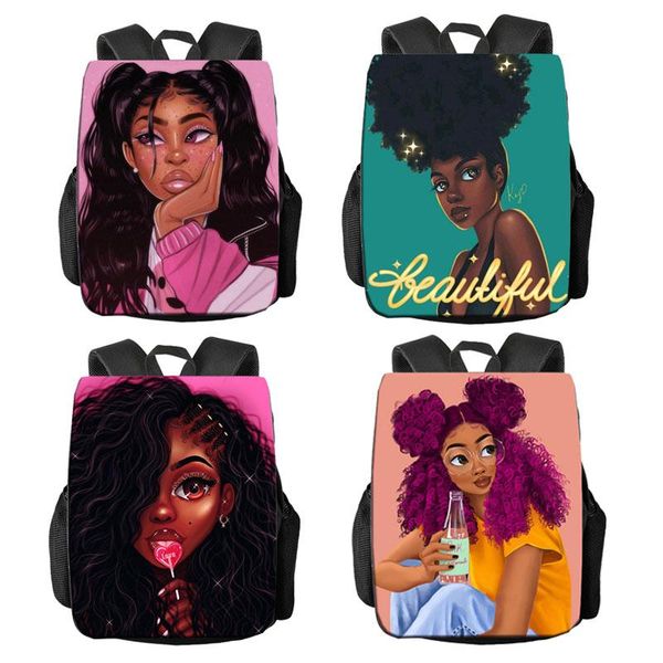 

backpack cute afro girls print for teenage replaceable multi-picture brown school bag ladies men's travel laptop