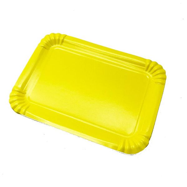 

packaging dinner service 10pcs/lot pure color rectangular plates wedding birthday party decorations solid yellow themed disposable paper