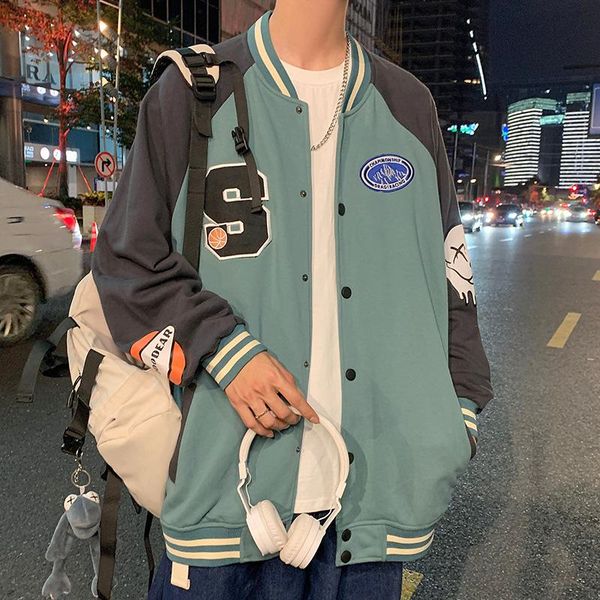 

men's jackets japanese fashion trends varsity jacket for men autumn retro clothing teen patchwork sleeve windbreaker coats harajuku str, Black;brown