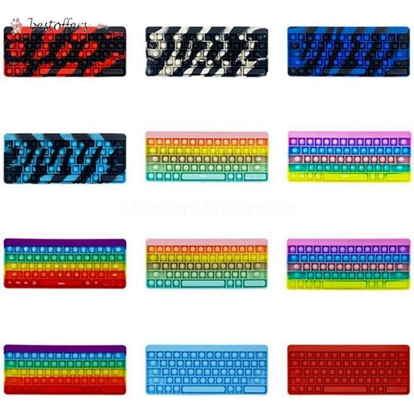 

stock big push bubble fidget toys party favor keyboard shape silicone sensory decompression toy large size bubbles deskgame puzzle for autis