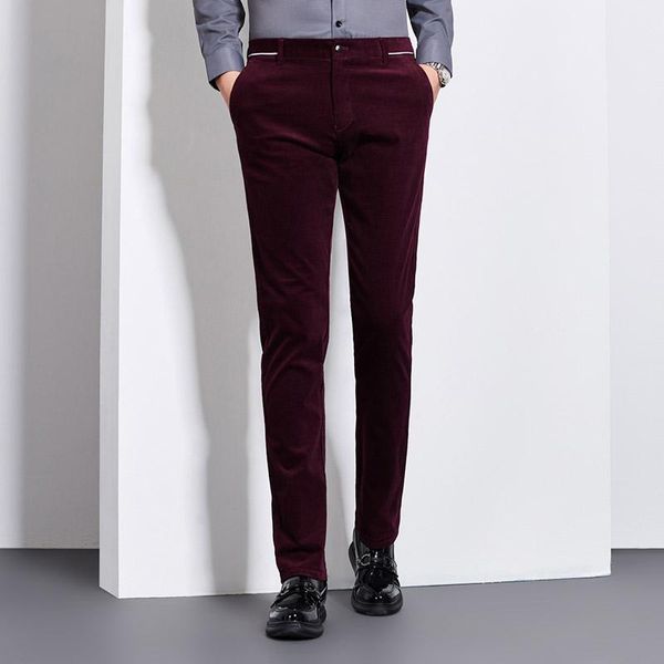 

men's pants 2021 winter mens corduroy business casual men trousers stretch khaki black long high quality