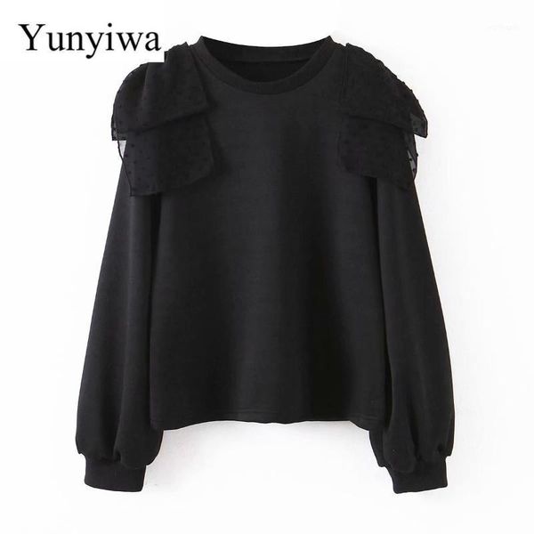 

women's hoodies & sweatshirts 2021 edge stitching top, Black