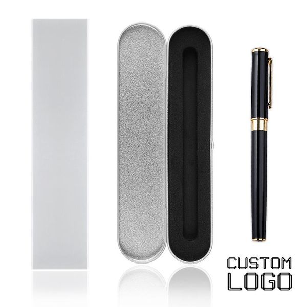 

ballpoint pens creative metal gel business student stationery daily writing office supplies laser custom logo with gift box gifts pen, Blue;orange