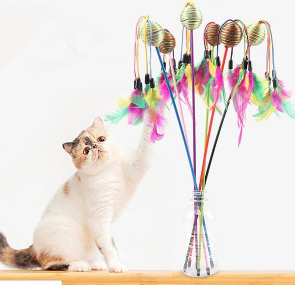 

cat toys usd1.2/pc pet kitten playing rod teaser balls feather 20pcs/lot