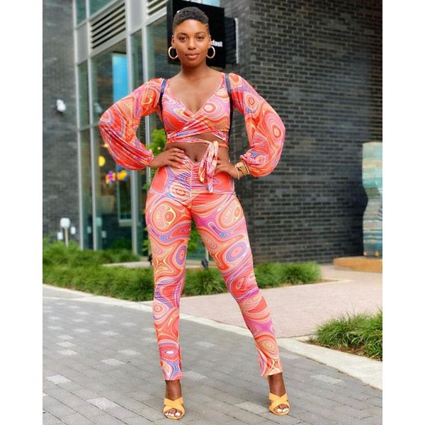 

women's two piece pants fall clothes set women fashion long-sleeve print crop pants sets lounge vacation streetwear wholesale items, White