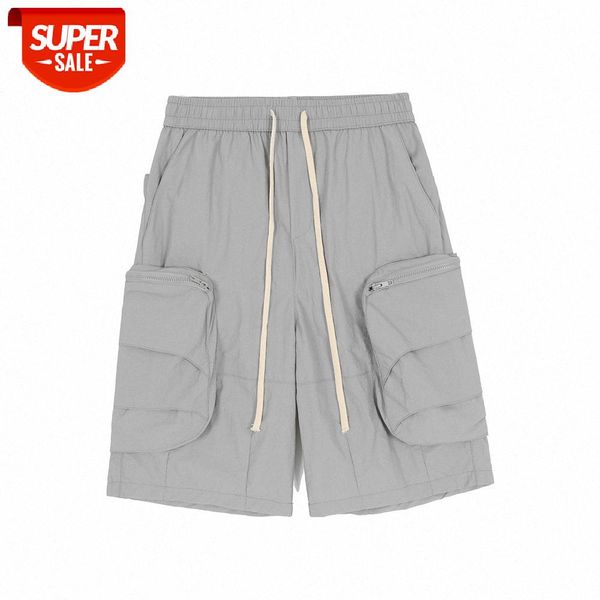 

vibe style solid color multi-pocket casual shorts american loose straight five-point pants sports #4w4h, Black