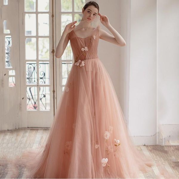 

ethnic clothing flower appliques mesh pleated evening party dress gown bowknot spaghetti strap cheongsam dark pink fairy qipao zipper vestid, Red