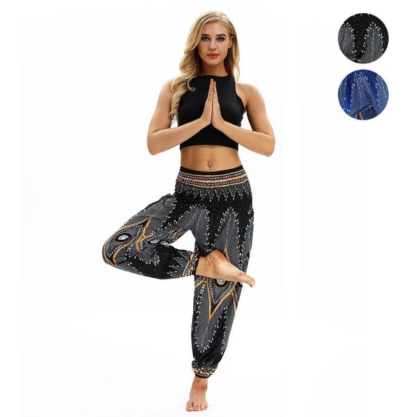 

yoga outfits twe floral pants bloomers casual trousers breathable fashion printing bohemia belly dance women sports soft 2021, White;red