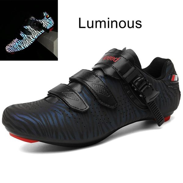 

cycling footwear speed summer luminous night shoes professional self lock road bike men riding bicycle training sneakers 36-46, Black