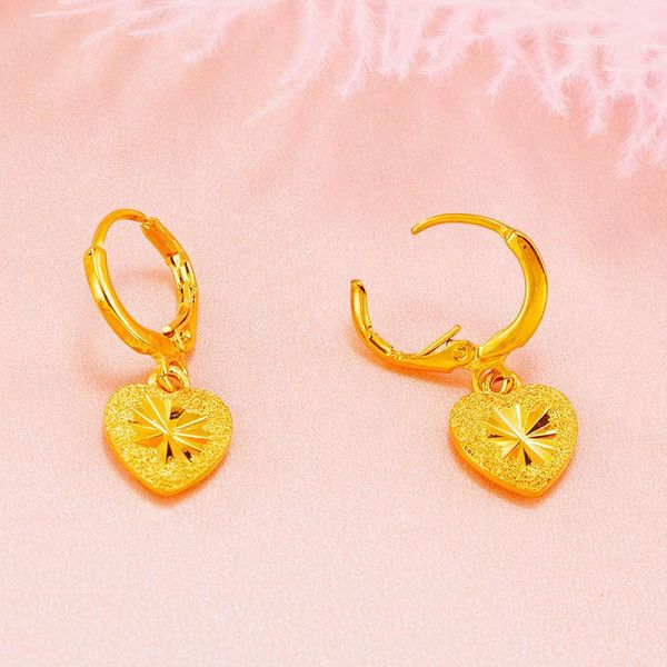 

dangle & chandelier lovelink vintage simple shiny rhinestone heart shape gold plated metal hoop for women girls party jewelry accessories, Silver