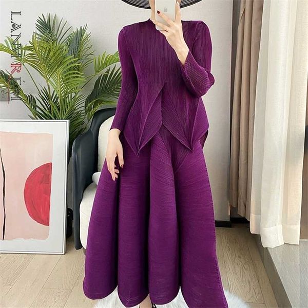 

lanmrem three-quarter sleeve long length skirt suit women autumn winter irregular blouse suits 2d1233 211106, White