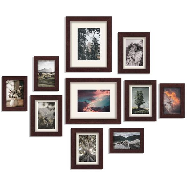 

frames homemaxs 10pcs vintage picture mdf po frame holder family class wall gallery kit with hanging hook 4" x 6"/5" 7"/