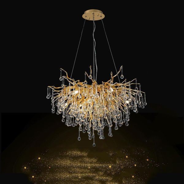 

pendant lamps modern crystal led light luxury gold branch tree shape living room bedroom restaurant villa