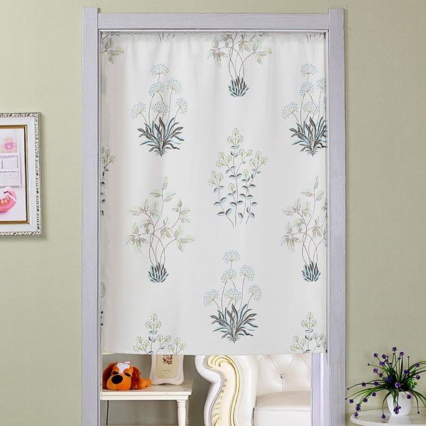 

curtain & drapes simple style door blue/pink flower printed kitchen for home decoration window curtains bedroom
