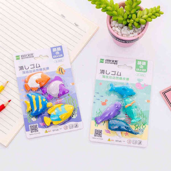 

marine animal whale dolphin rubber set eraser set student stationery