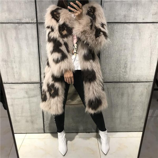 

women's fur & faux real ladies natural women coat knitted, Black