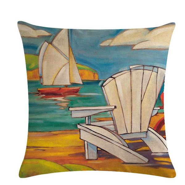 

cushion/decorative pillow pattern cushion cover 45x45cm oil painting seaside holiday house decorative pillows throw 45*45cm