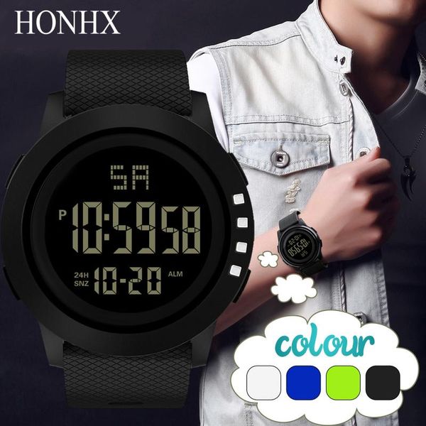 

wristwatches fashion waterproof men's boy sports electronic lcd digital watch multi functional dual display date rubber satch relogio, Slivery;brown