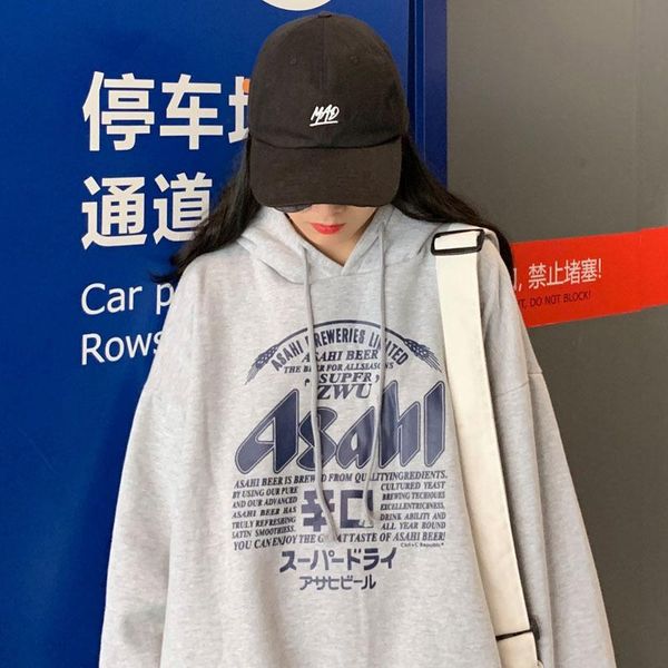 

women's hoodies & sweatshirts autumn same style american beer word, Black