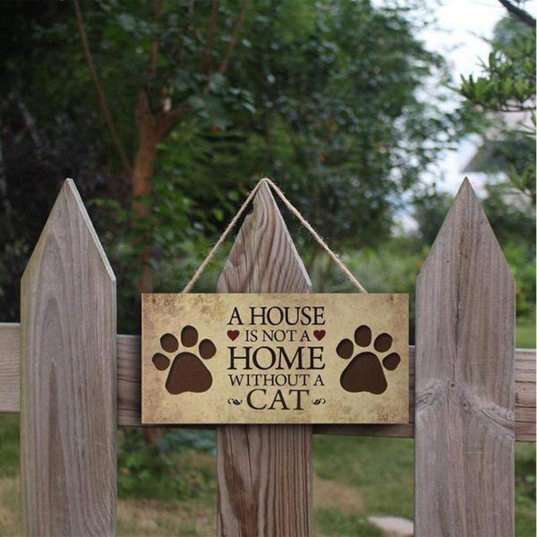 

garden decorations cute pet cats print woond signs pendant crafts hanging ornament home window wall party decoration cat birthday gift,1piec