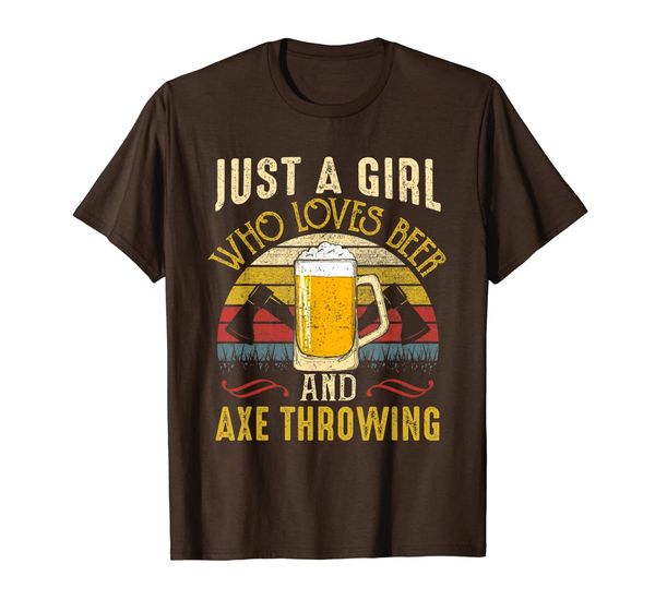 

just a girl who loves beer axe throwing vintage gift t-shirt, White;black