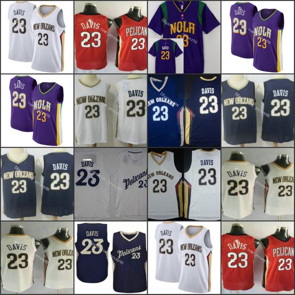 

new orleans pelicans men #23 anthony davis red retro basketball jerseys, Black