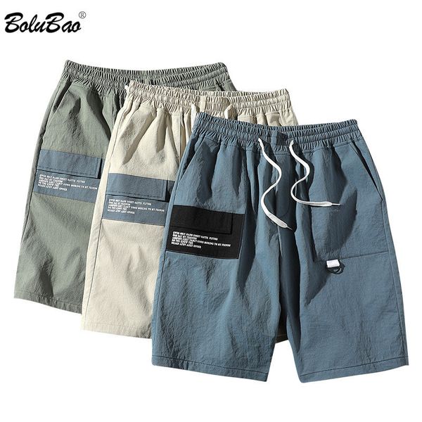 

bolubao brand shorts men alphabet printing trend men's solid color pocket shorts summer fashion casual beach shorts male 210518, White;black