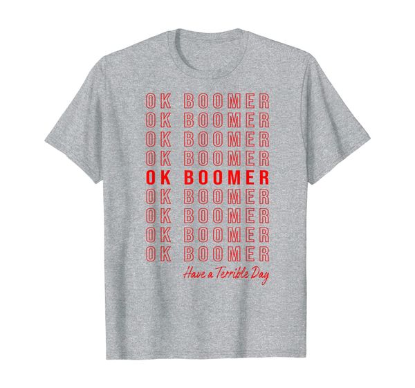 

funny ok boomer trending meme distressed gift t-shirt, White;black