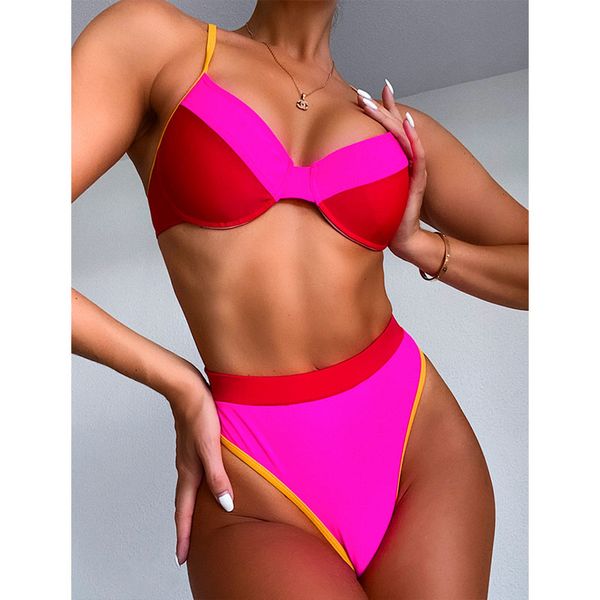 

bandage bikini set underwired swimsuit high waist swimwear 2021 push up bikinis female swimming suit ladies beachwear
