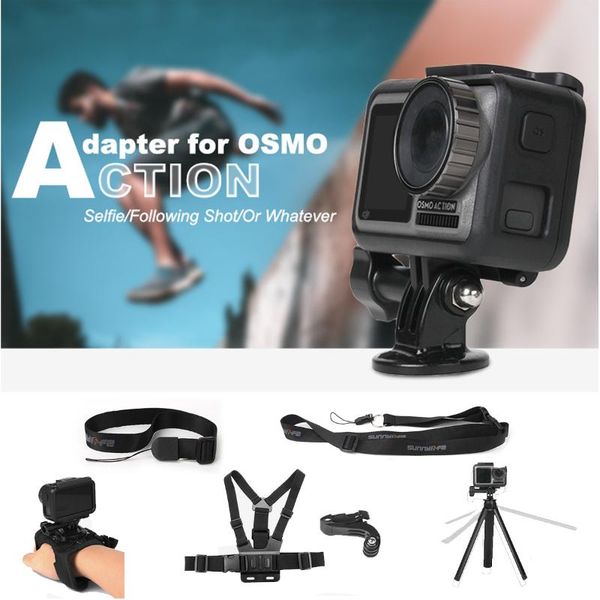 

1/4 screw adapter mount clamp strap tripod rod wrist head chest band to for dji osmo action series accessories stabilizers