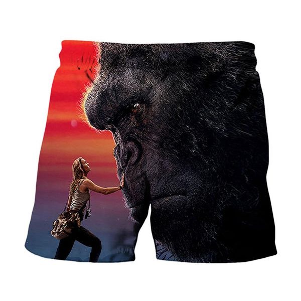 

men's shorts men beach gorilla animal printed streetwear cool customized system pant summer 3d quick dry swimming male oversized short, White;black